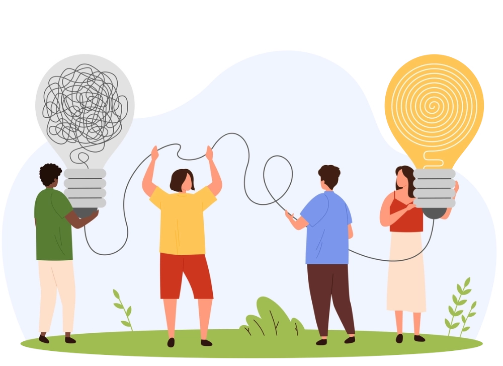 Team of People holding up light bulbs